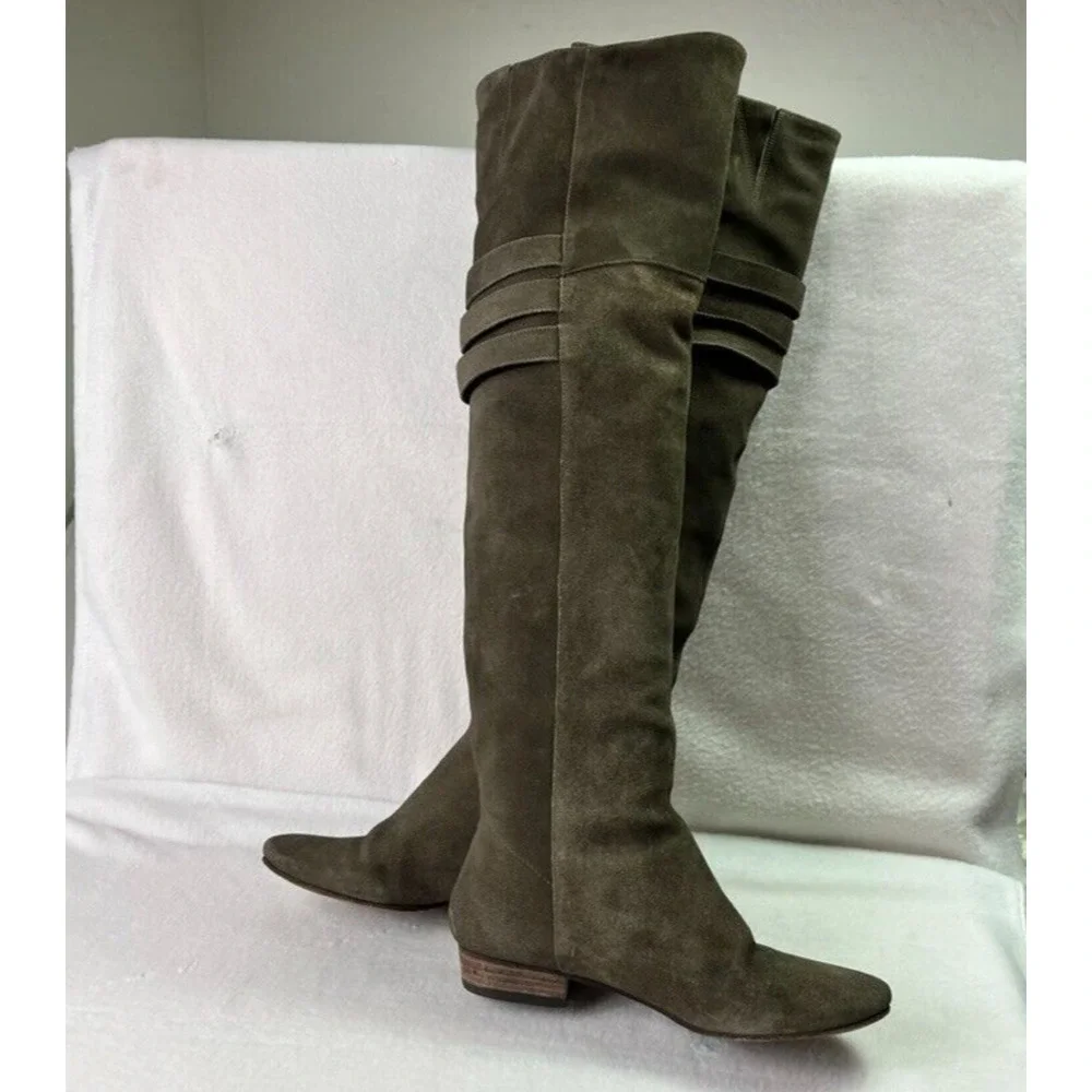 Joie Boots Women 8 Leather Suede Coachella Over The Knee Triple Buckle detail